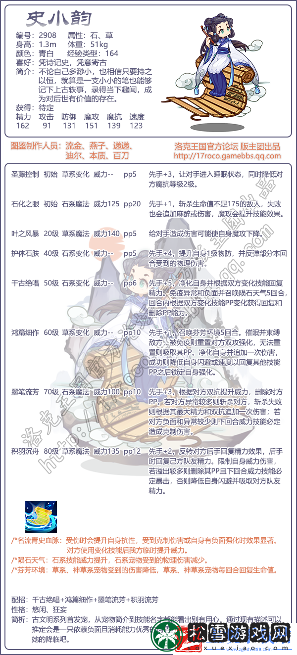 洛克王国史小韵技能表